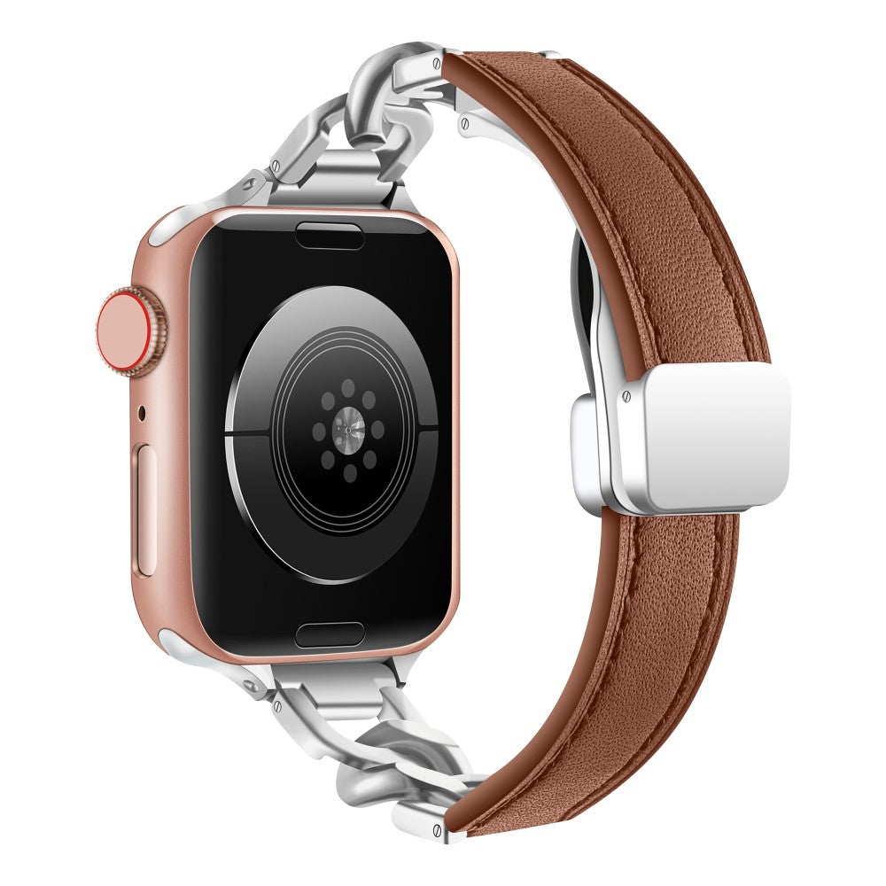 Kønt Ægte Læder Universal Rem passer til Apple Smartwatch - Brun#serie_6