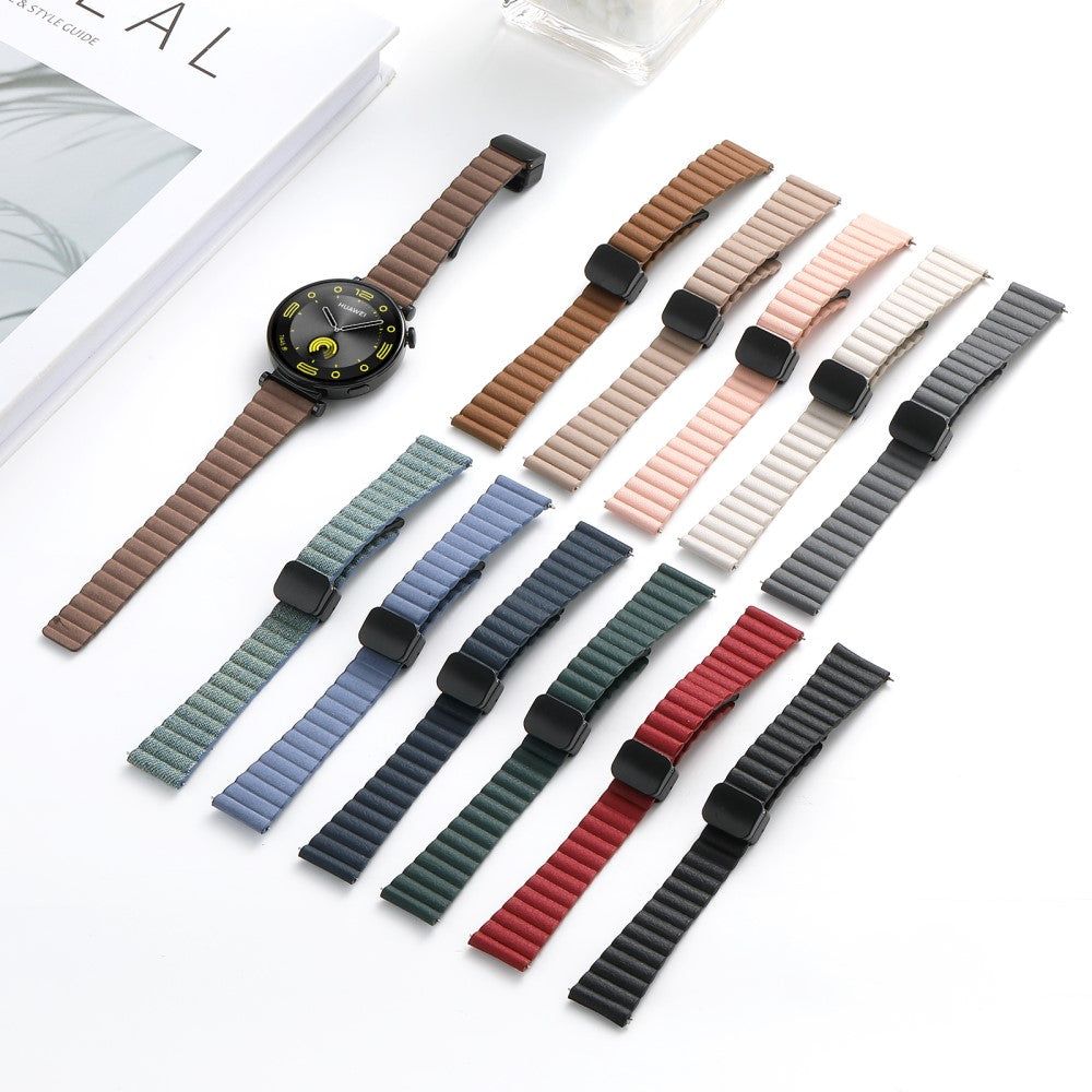 18mm Universal Watch Band - Genuine Cow Leather Coated Silicone Magnetic Strap Replacement - Blackish Green#serie_8