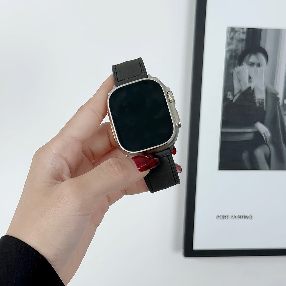 Sejt Kunstlæder Og Silikone Universal Rem passer til Apple Smartwatch - Grøn#serie_1