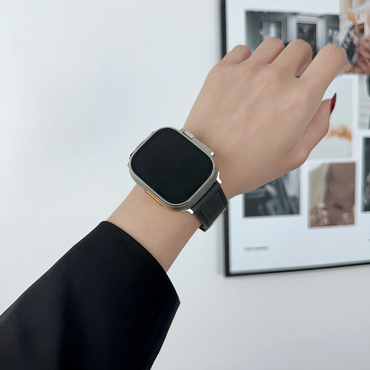 Sejt Kunstlæder Og Silikone Universal Rem passer til Apple Smartwatch - Gul#serie_6