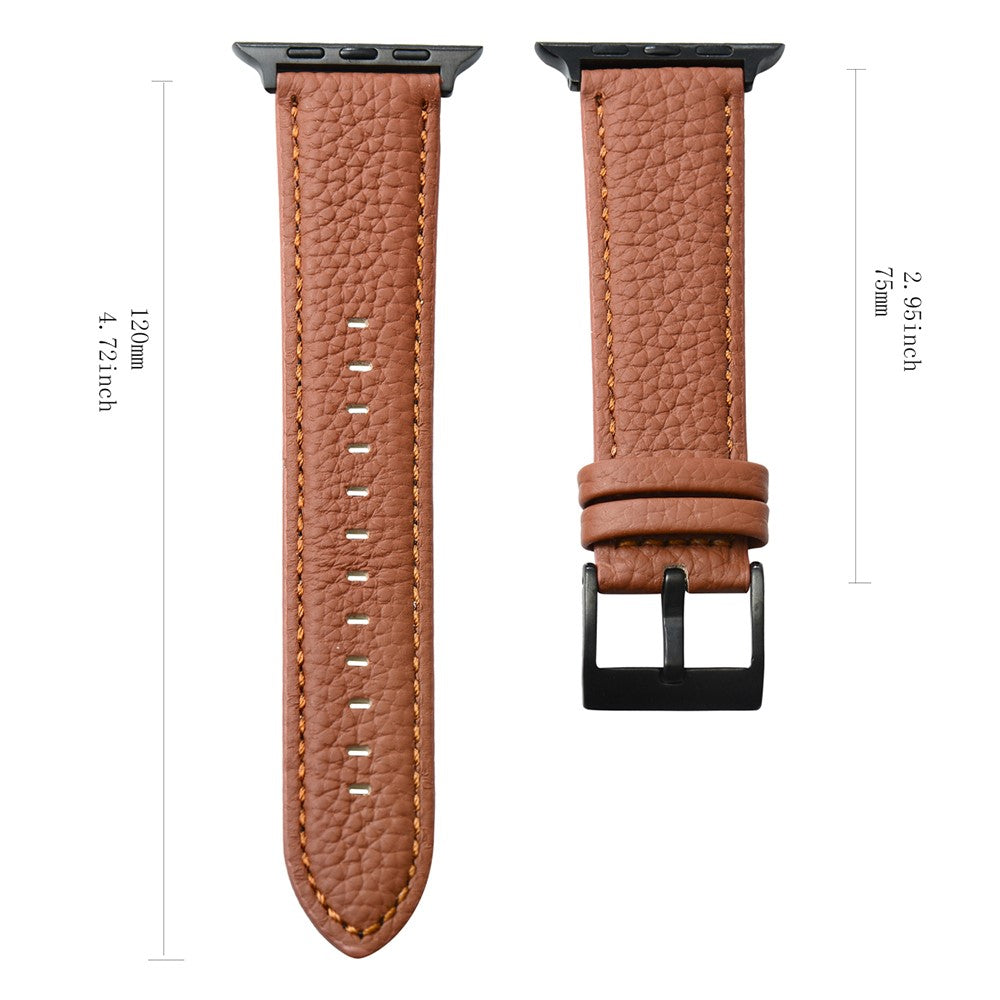 Apple Watch 49mm / 45mm / 44mm / 42mm Genuine Cow Leather Watch Band - Black#serie_1