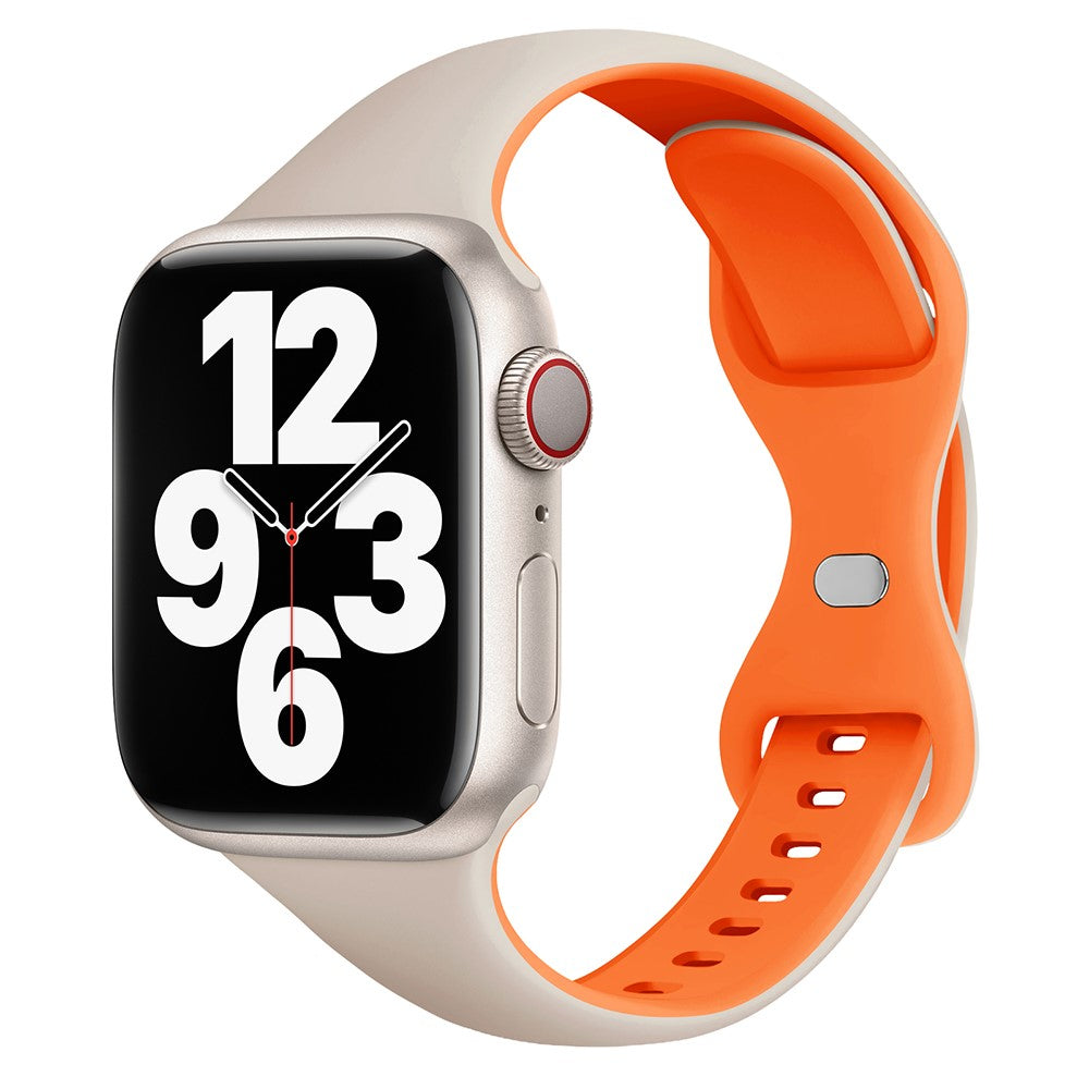 Apple Watch 49mm / 45mm / 44mm / 42mm Silicone Watch Strap - Starlight+Orange#serie_24