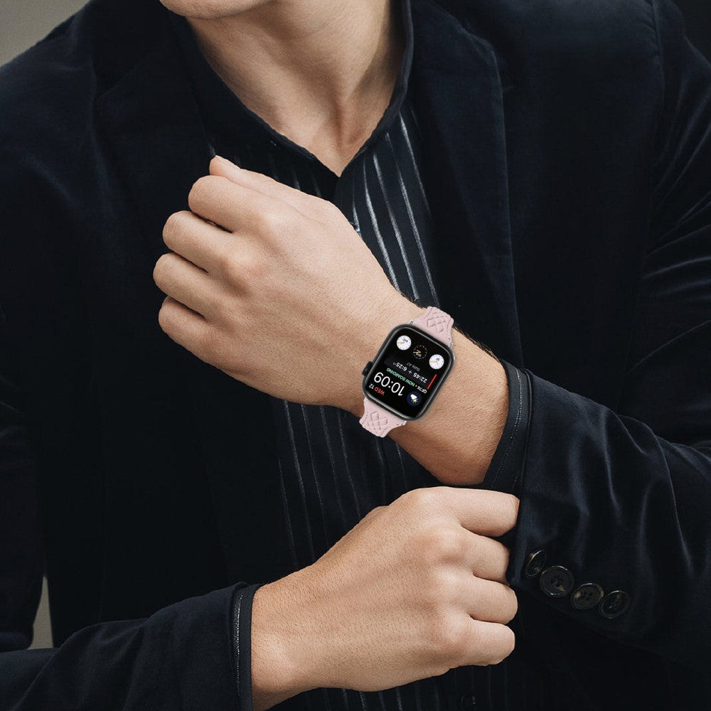 Rigtigt Flot Ægte Læder Universal Rem passer til Apple Smartwatch - Pink#serie_2