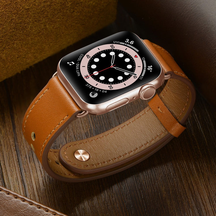 Apple Watch Series 49mm - 45mm - 44mm - 42mm Universal Watch Band Strap - Brown+Rose Gold Rivet#serie_10