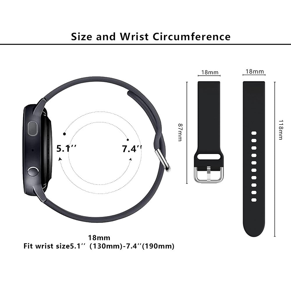 Rigtigt Godt Silikone Rem passer til 18mm - Sort#serie_1