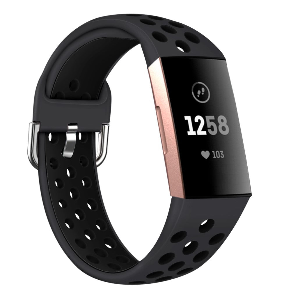 Fitbit Charge 3 / Fitbit Charge 4 Silicone Universel Strap - Black#serie_16