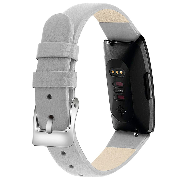 Very Fashionable Fitbit Inspire 1 Genuine Leather Strap - Silver#serie_8