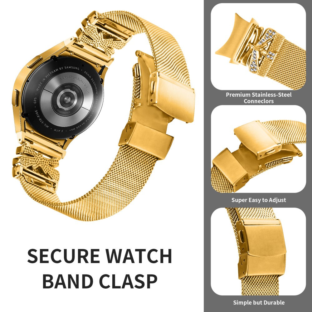 Super Stylish Samsung Smartwatch Metal Universel Strap - Gold#serie_1