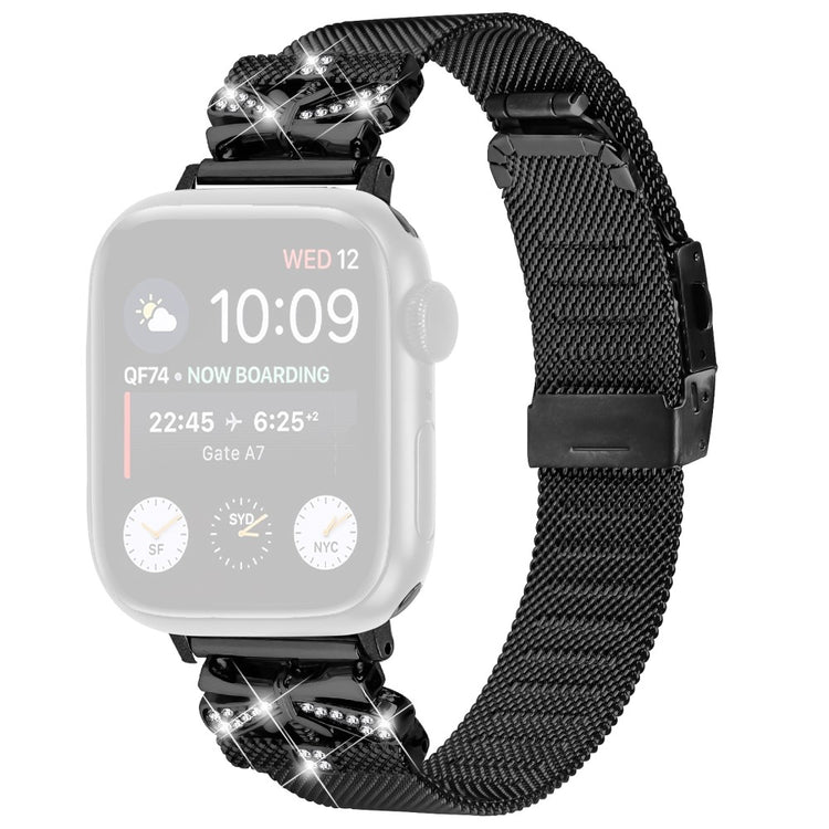 Cool Apple Smartwatch Metal And Rhinestone Universel Strap - Black#serie_356