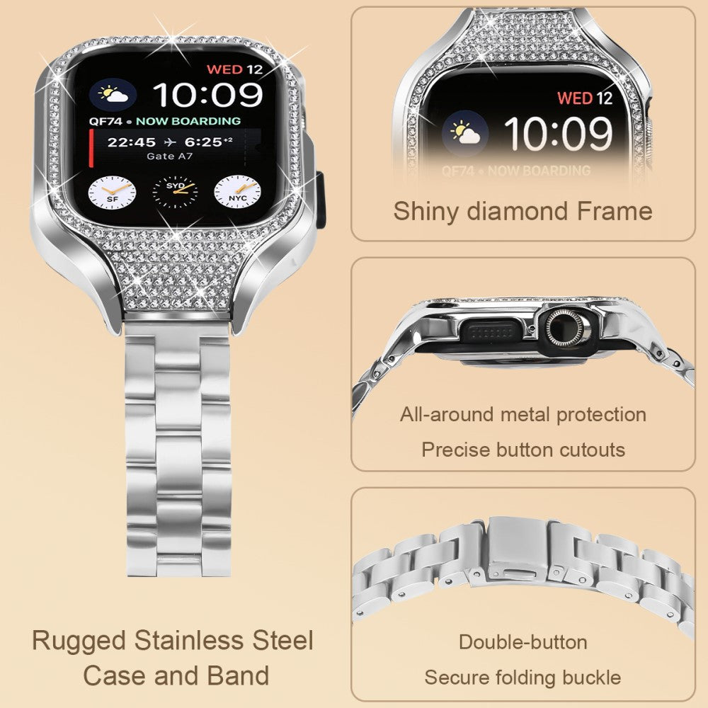 Absolutely Cute Apple Smartwatch Rhinestone Universel Strap - Silver#serie_367