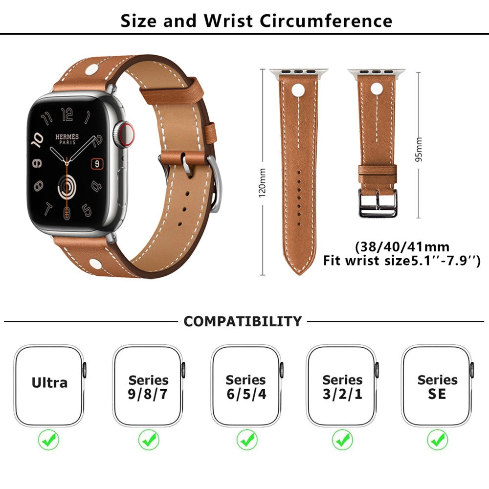 Elegant Apple Smartwatch Genuine Leather Universel Strap - Black#serie_6