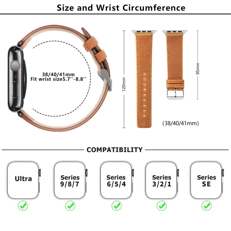 Tough Apple Smartwatch Genuine Leather Universel Strap - Brown#serie_1