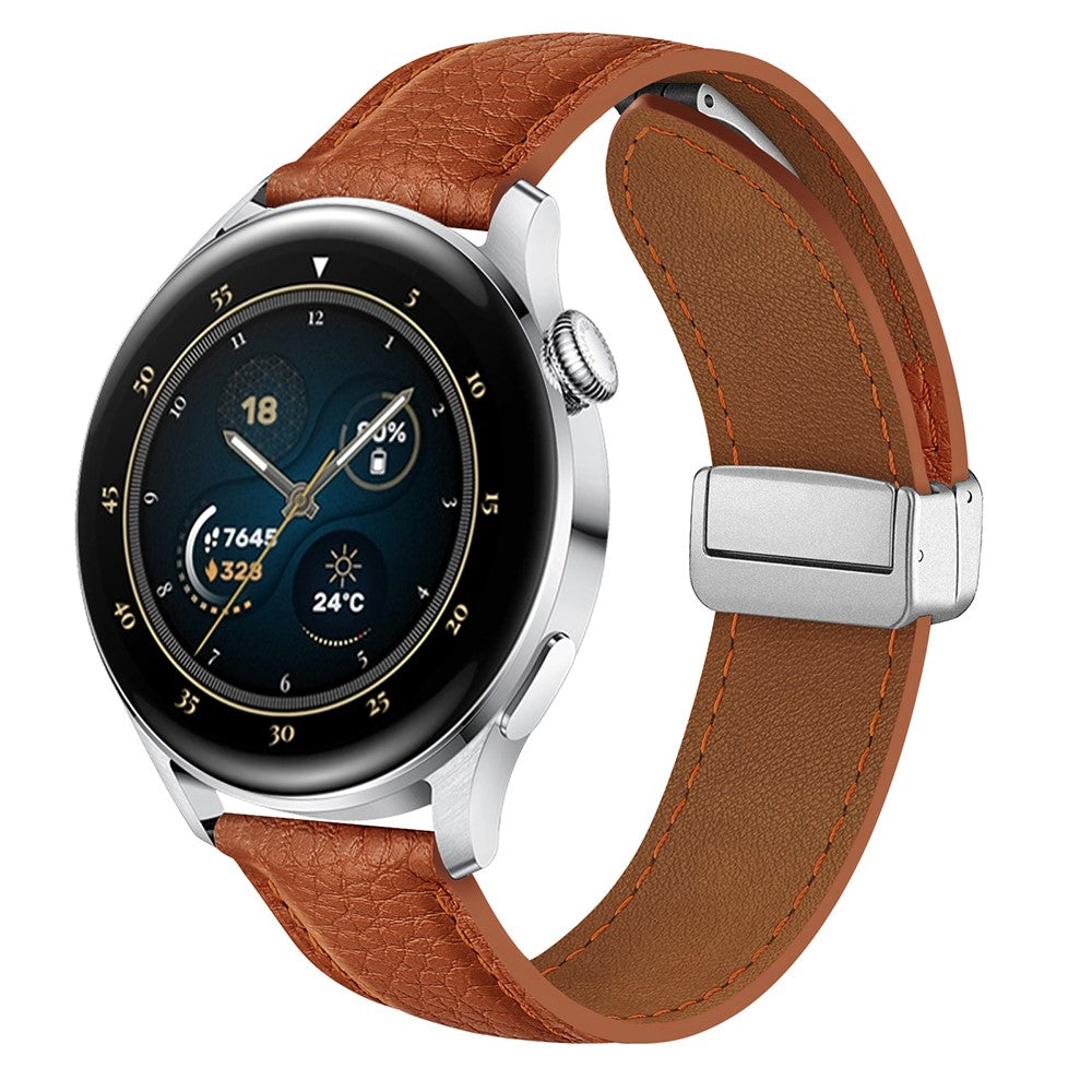 For Samsung Galaxy Watch6 Classic 43mm / Watch6 40mm Wrist Strap 20mm Litchi Texture Band with Magnetic Buckle - Light Brown#serie_5