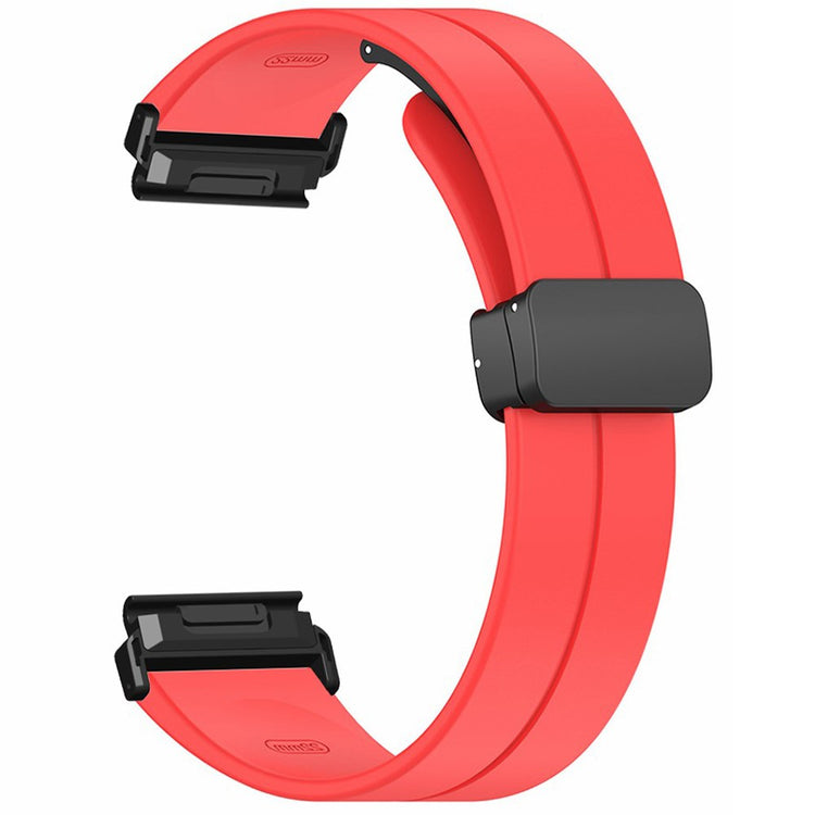 Coros Vertix 2 / Garmin Fenix 7X / 6X / 5X 26mm Watch Band Magnetic Buckle Silicone Strap - Red#serie_6