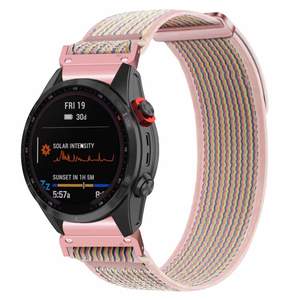 Coros Vertix 2 / Garmin Fenix 7X / 6X / 5X 26mm Trail Loop Nylon Band Soft Watch Strap - Sand Pink+Pink#serie_3