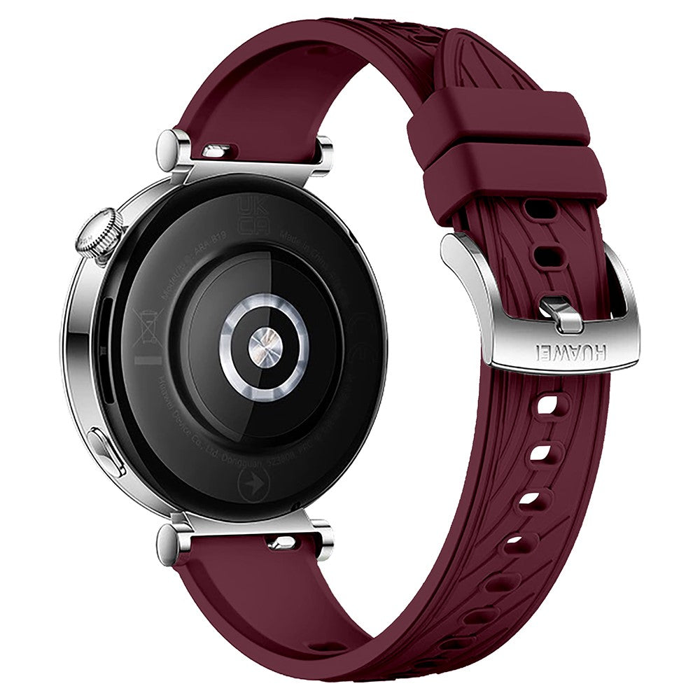 Huawei Watch GT 4 41mm / Xiaomi Mi Watch Silicone band 18mm Textured Watch Strap - Wine Red+Silver Buckle#serie_7