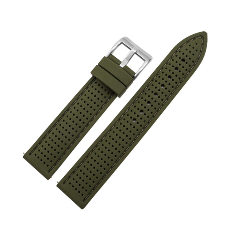 Huawei Watch GT 3 42mm / GT 3 Pro 43mm Watch band 20mm Silicone Wrist Strap - Silver Buckle / Army Green+Green Thread#serie_18