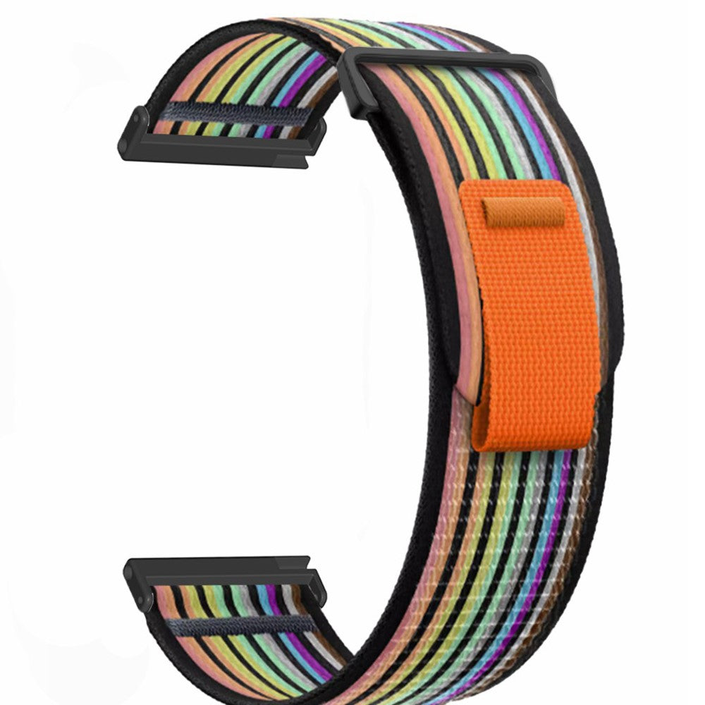 Suunto Spartan Sport Wrist HR Baro / Suunto 9 Nylon Watch band 24mm Loop Fastener Strap - Black+Rainbow#serie_4