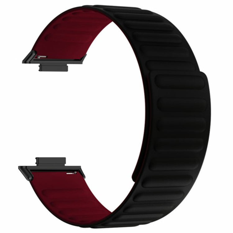 Huawei Watch Fit 3 Watch band Adjustable Magnetic Silicone Wrist Strap - Black+Wine Red#serie_3