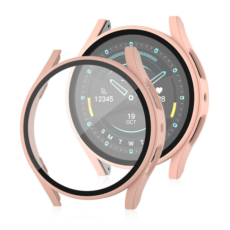 Samsung Galaxy Watch7 40mm Matte Case Hard Bump Resistant Watch Cover with Tempered Glass Screen Film - Pink#serie_1