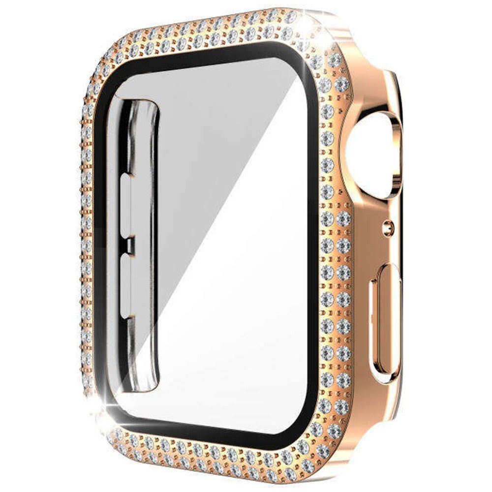 Flot Universal Cover med Skærmbeskytter i Rhinsten og Glas passer til Apple Smartwatch - Pink#serie_1