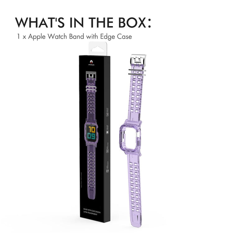 AHASTYLE WA04 Apple Watch Series 6 5 4 SE (2023) SE (2022) SE 44mm / 3 2 1 42mm Flexible Watch Band with Case - Transparent Purple#serie_2