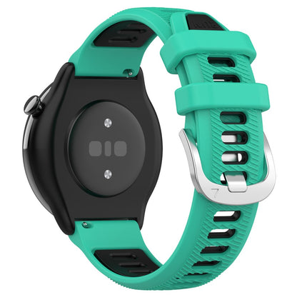 22mm Universal dual color cross strip silicone strap - Lake Blue / Black#serie_8