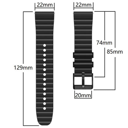 22mm Universal dual-color silicone strap with black buckle - Black+Grey#serie_1