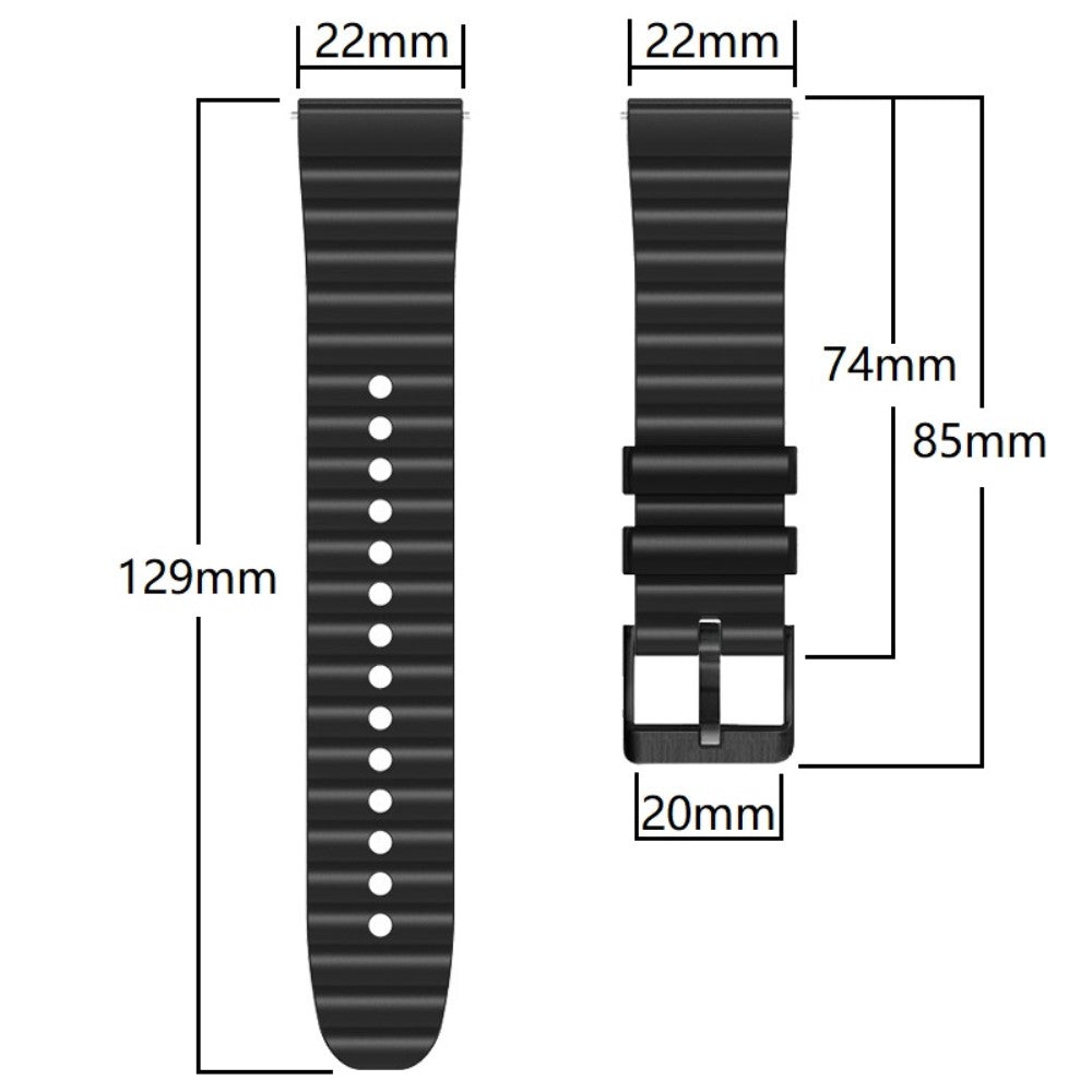 22mm Universal dual-color silicone strap with black buckle - White + Black#serie_2