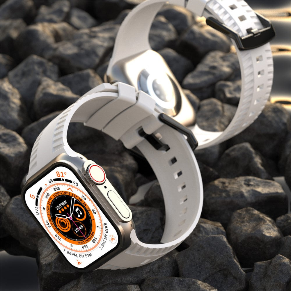 Godt Metal Og Silikone Universal Rem passer til Apple Smartwatch - Grøn#serie_7
