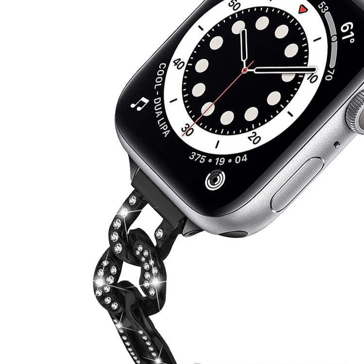 Super Cool Metal Og Rhinsten Universal Rem passer til Apple Smartwatch - Sort#serie_1