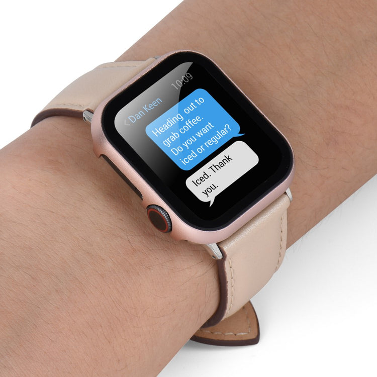 Mega Fed Universal Cover med Skærmbeskytter i Metal og Hærdet Glas passer til Apple Smartwatch - Pink#serie_4