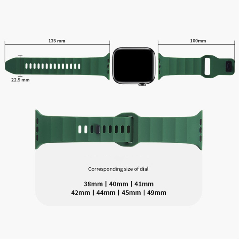 Apple Watch Series 9 41mm wavy style silicone strap - Green#serie_10