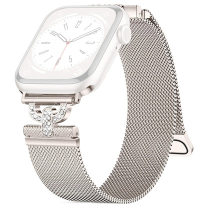Apple Watch Series 9 41mm rhinestone S-shape milanese stainless steel strap - Starlight Color#serie_4
