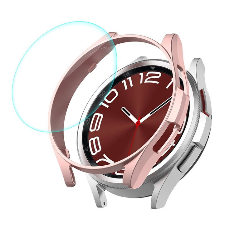 HAT PRINCE Samsung Galaxy Watch 6 Classic (43mm) electroplating cover with 0.2mm tempered glass - Rose Gold#serie_7