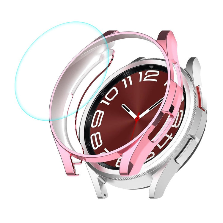 HAT PRINCE Samsung Galaxy Watch 6 Classic (47mm) electroplated cover with tempered glass - Pink#serie_1