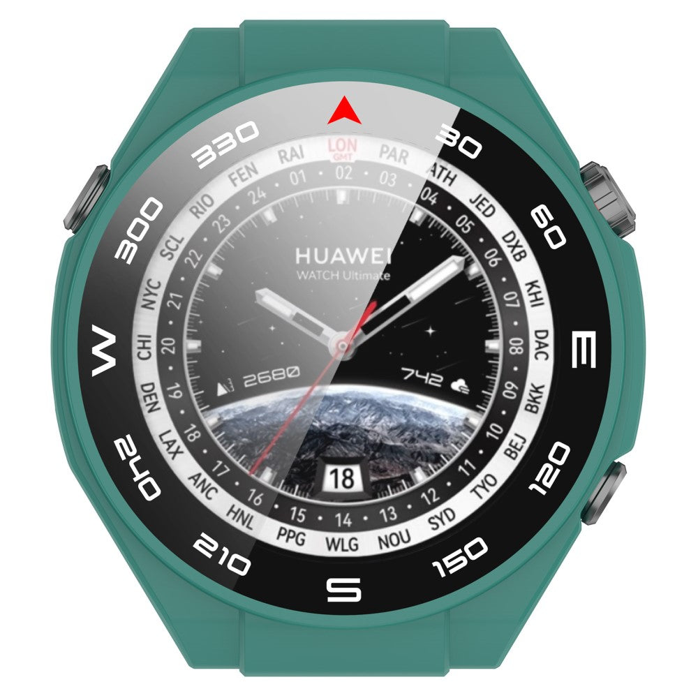 Vildt Godt Cover med Skærmbeskytter i Plastik og Hærdet Glas passer til Huawei Watch Ultimate - Grøn#serie_2