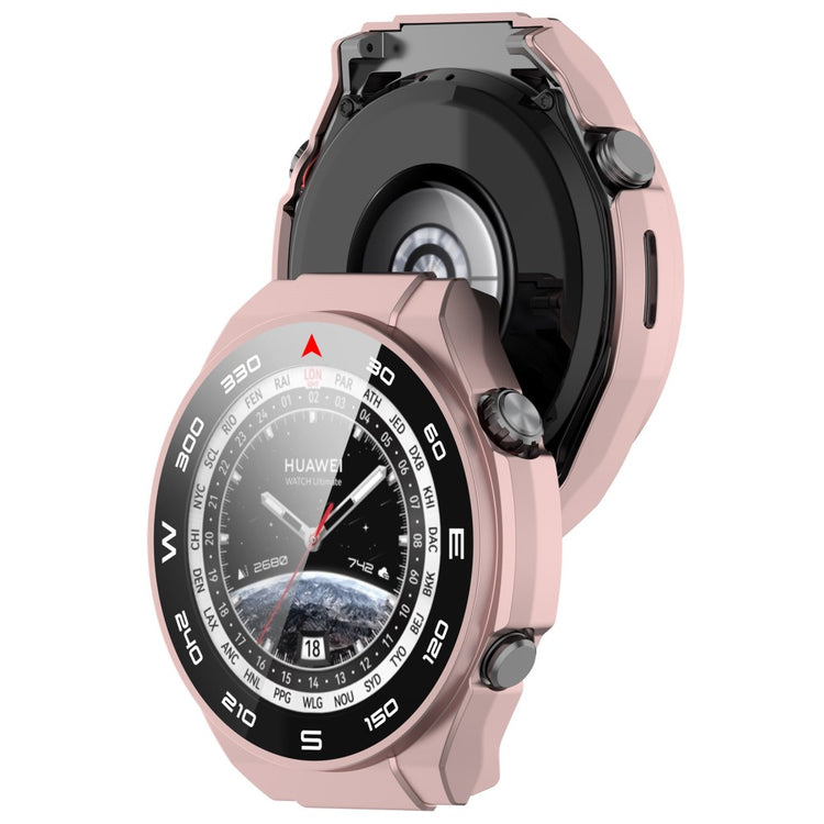 Vildt Godt Cover med Skærmbeskytter i Plastik og Hærdet Glas passer til Huawei Watch Ultimate - Pink#serie_4