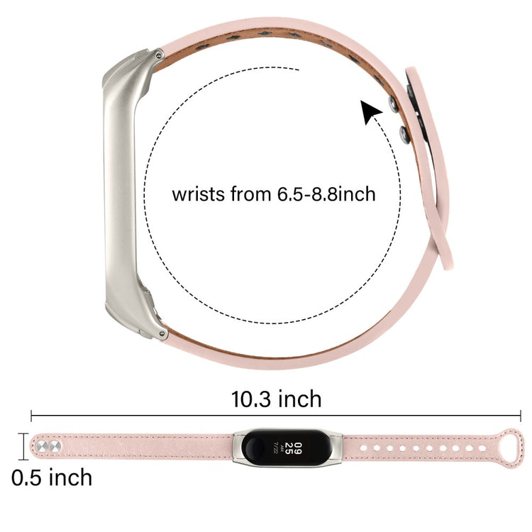 Mega Komfortabel Ægte Læder Rem passer til Xiaomi Smart Band 8 - Pink#serie_4