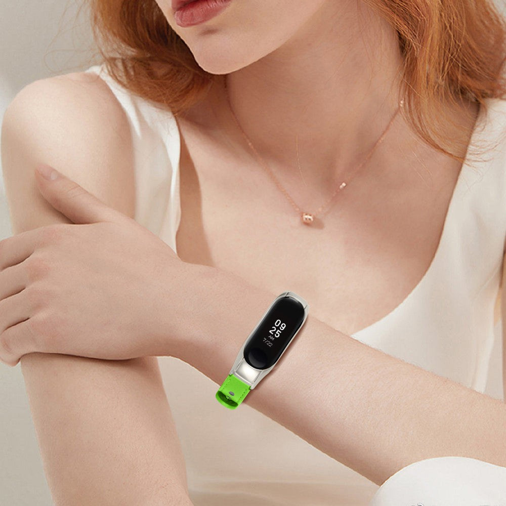 Mega Komfortabel Ægte Læder Rem passer til Xiaomi Smart Band 8 - Grøn#serie_9