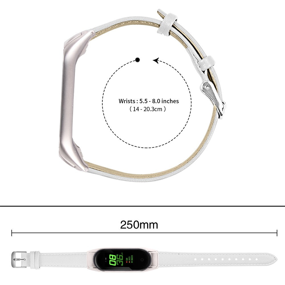 Super Slidstærk Ægte Læder Rem passer til Xiaomi Smart Band 8 - Hvid#serie_1