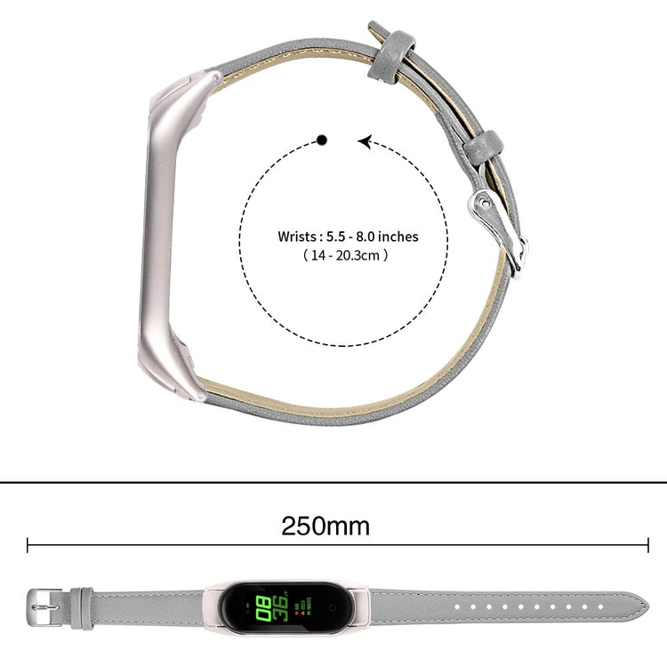 Super Slidstærk Ægte Læder Rem passer til Xiaomi Smart Band 8 - Sølv#serie_6
