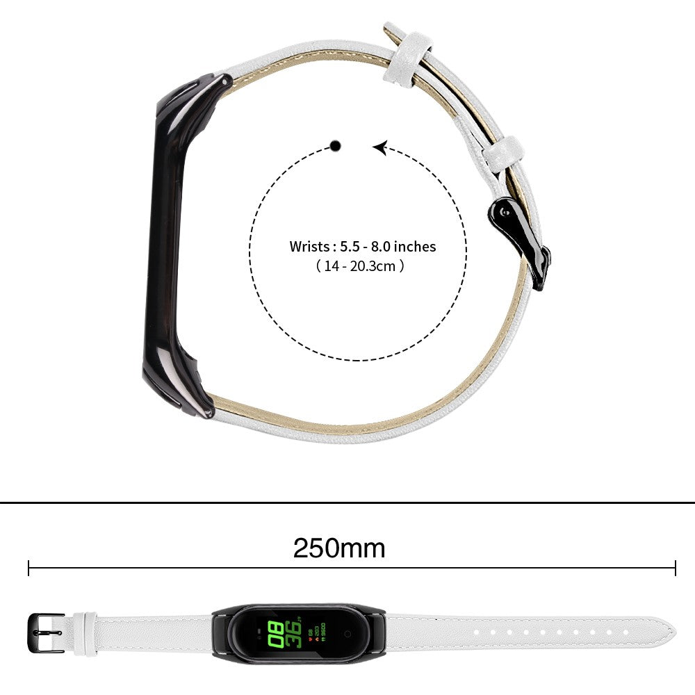 Mega Hårdfør Ægte Læder Rem passer til Xiaomi Smart Band 8 - Hvid#serie_1