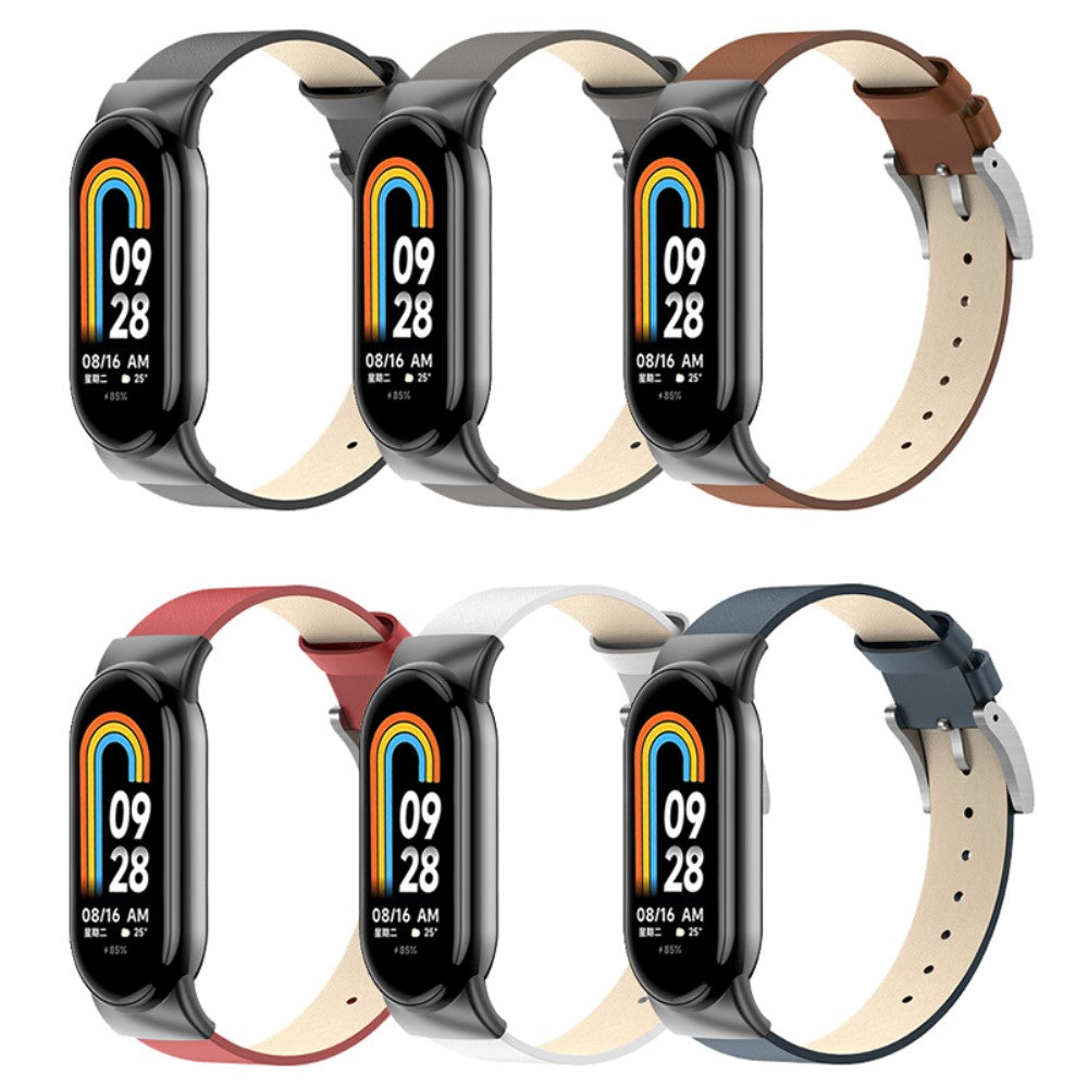 Flot Ægte Læder Rem passer til Xiaomi Smart Band 8 - Sort#serie_3