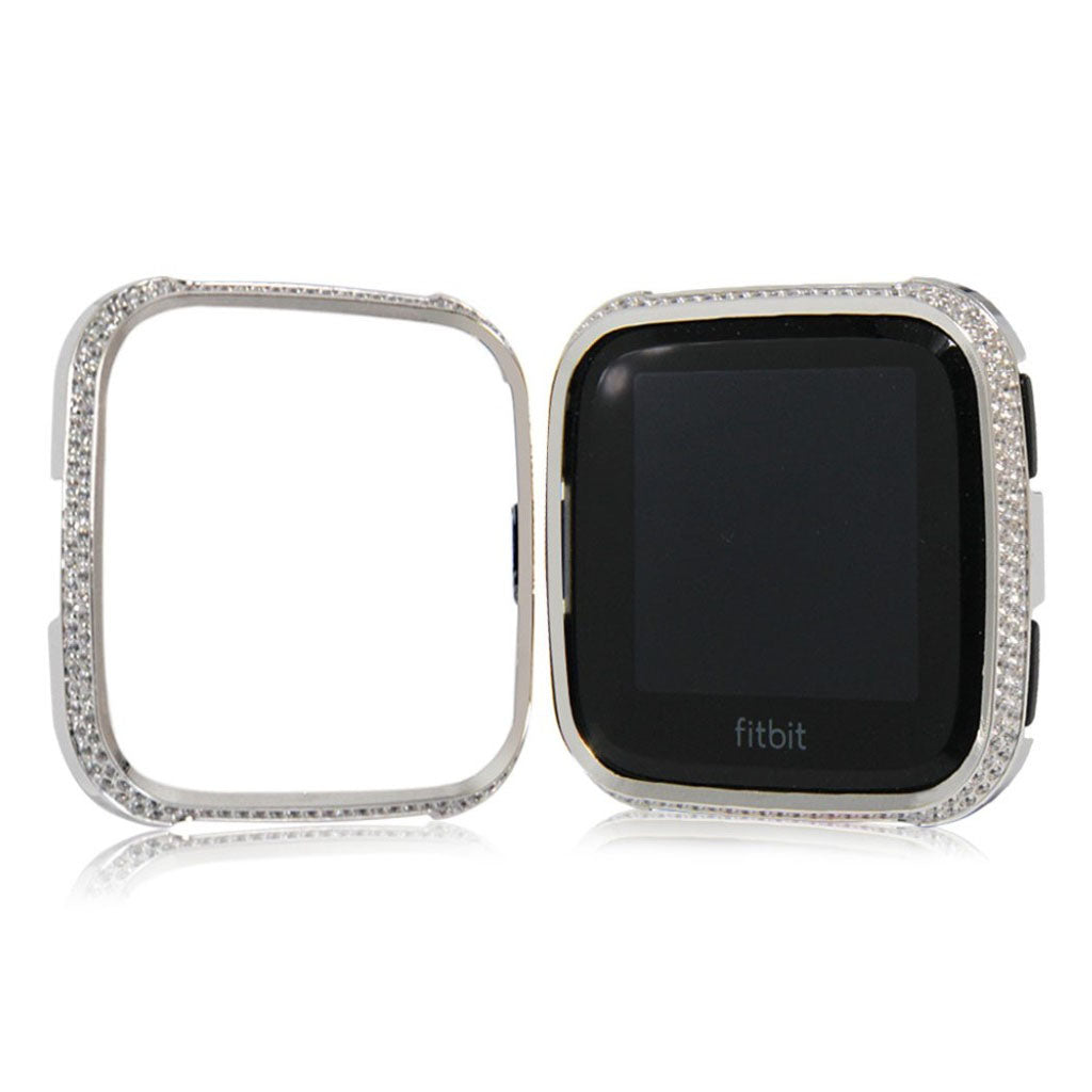 Mega Fed Fitbit Versa Metal og Rhinsten Cover - Sølv#serie_3