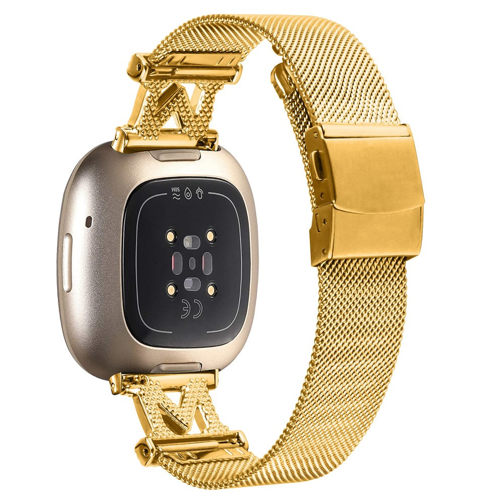 Metal Og Rhinsten Universal Rem passer til Fitbit Sense 1 / Fitbit Versa 3 - Guld#serie_1