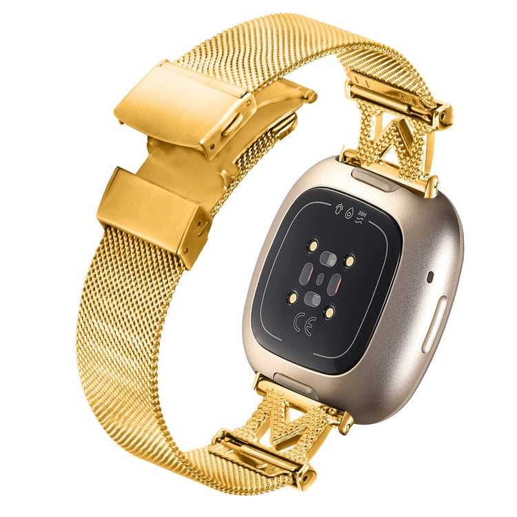 Metal Og Rhinsten Universal Rem passer til Fitbit Sense 1 / Fitbit Versa 3 - Guld#serie_1