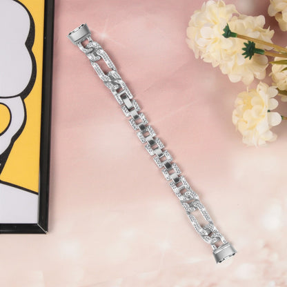 Rigtigt Hårdfør Metal Og Rhinsten Rem passer til Fitbit Luxe - Sølv#serie_3