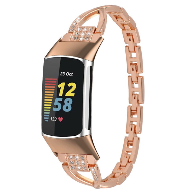 Mega Smuk Metal Rem passer til Fitbit Charge 5 - Pink#serie_1