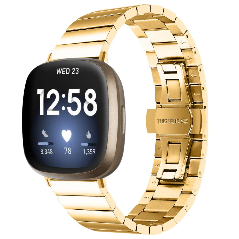 Cool Metal Universal Rem passer til Fitbit Sense 2 / Fitbit Versa 4 - Guld#serie_2